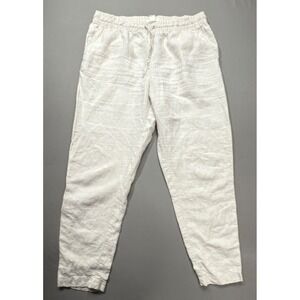 H&M L.O.G.G. Women's White Linen Blend Drawstring Casual Pants Size 10